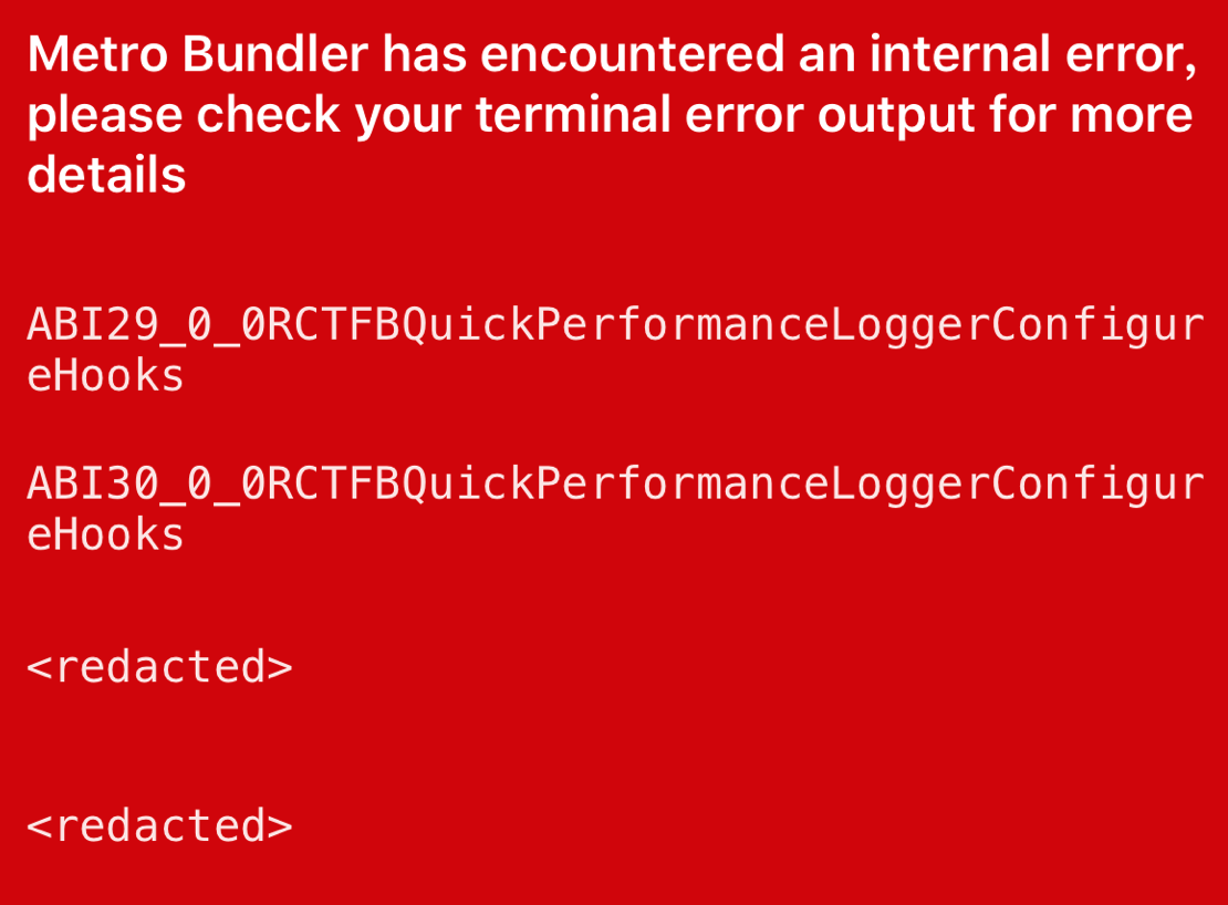 Metro Bundler has encountered an internal error.. while delete or