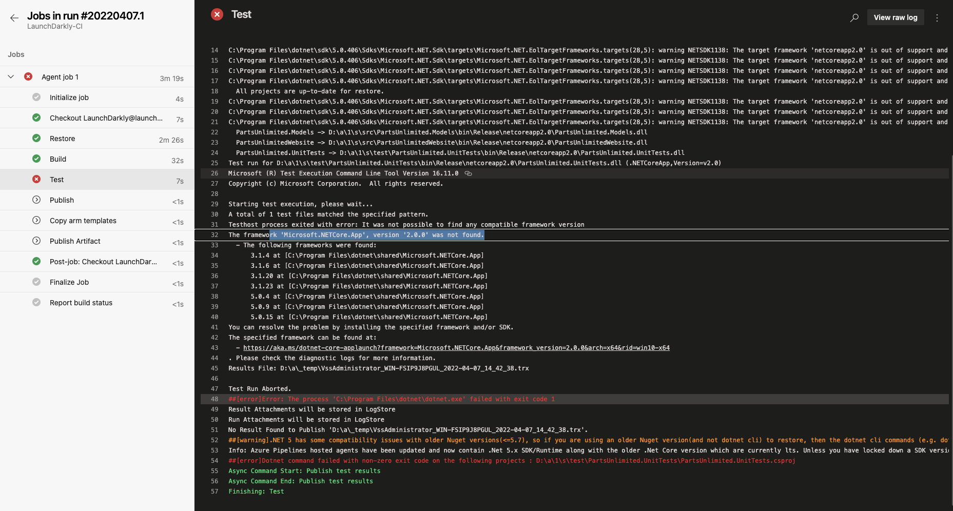M04-LAB10: LaunchDarkly-CI Build pipeline - Test task fails due ...