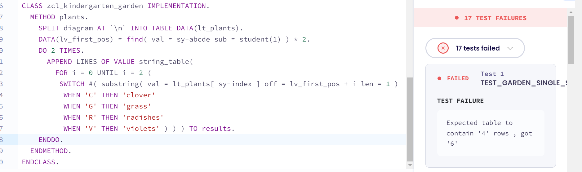 Error occured in Exercise "KINDERGARTEN" · Issue #118 · exercism/abap ...