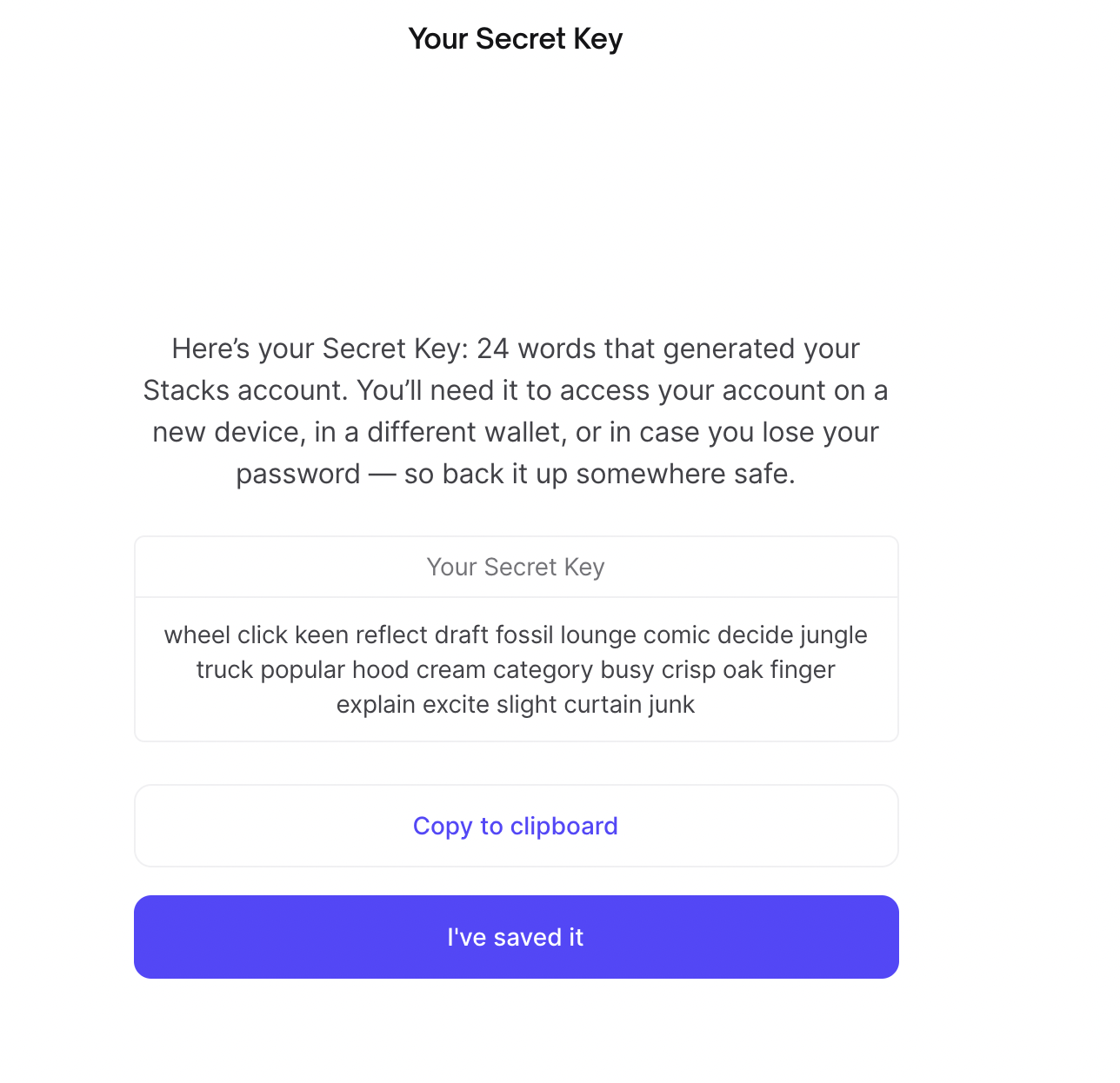 Secret Key Ui Modify 'View your secret key' page to be in sync with new onboarding ...