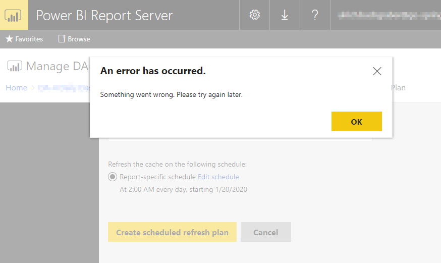 Request with = null when creating a "scheduled refresh plan" · Issue ...