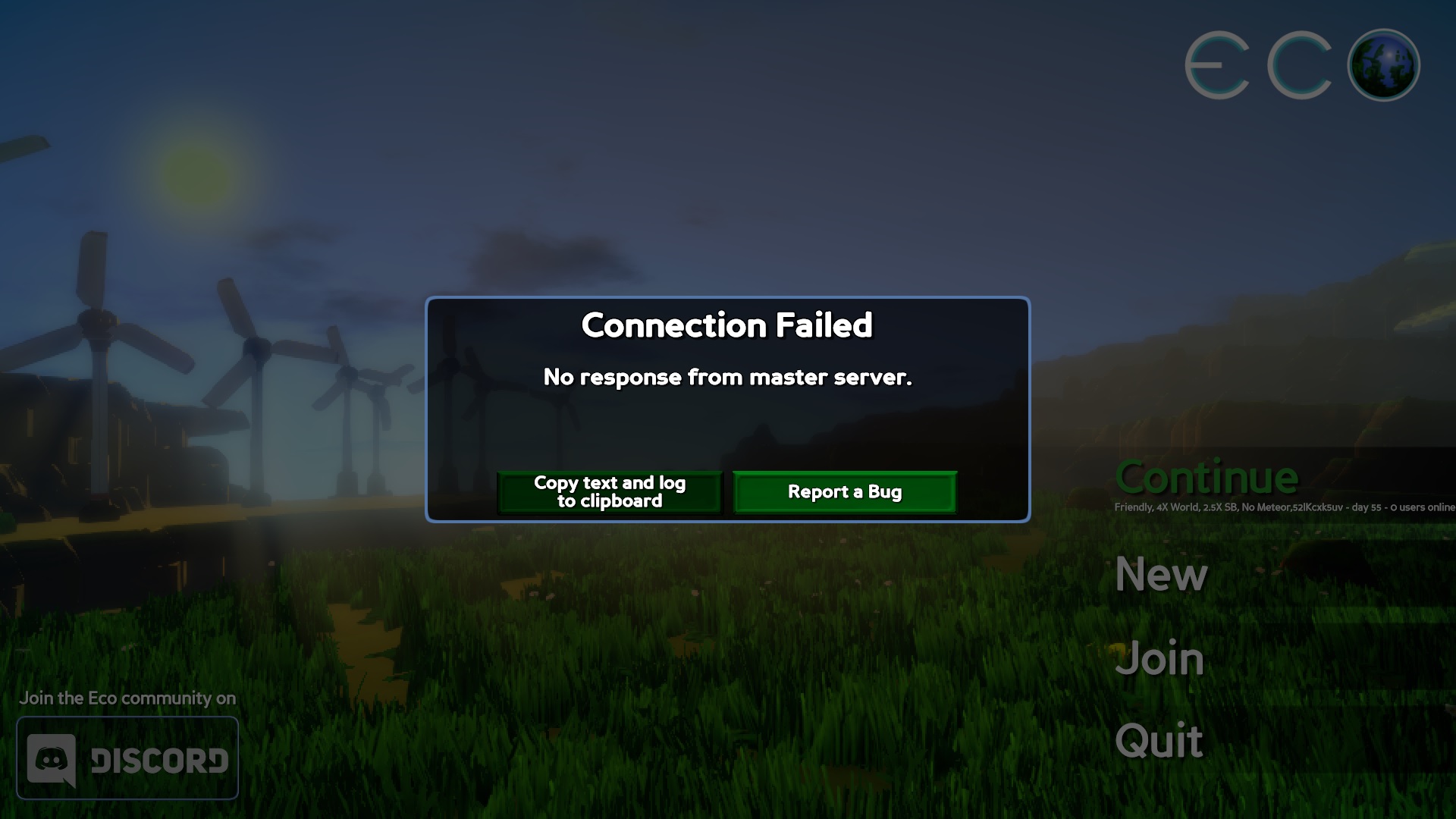 eco no response from master server june 1 2018