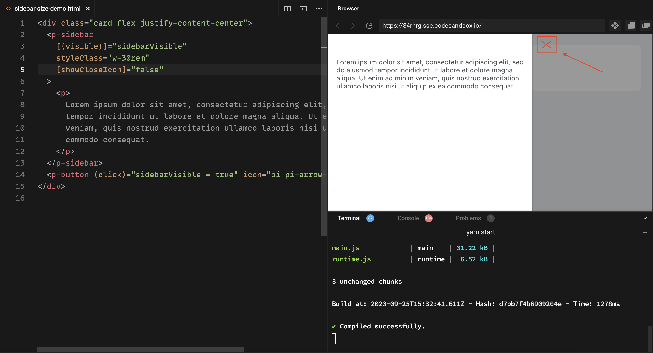 Sidebar custom or predefined close button position · Issue 13741