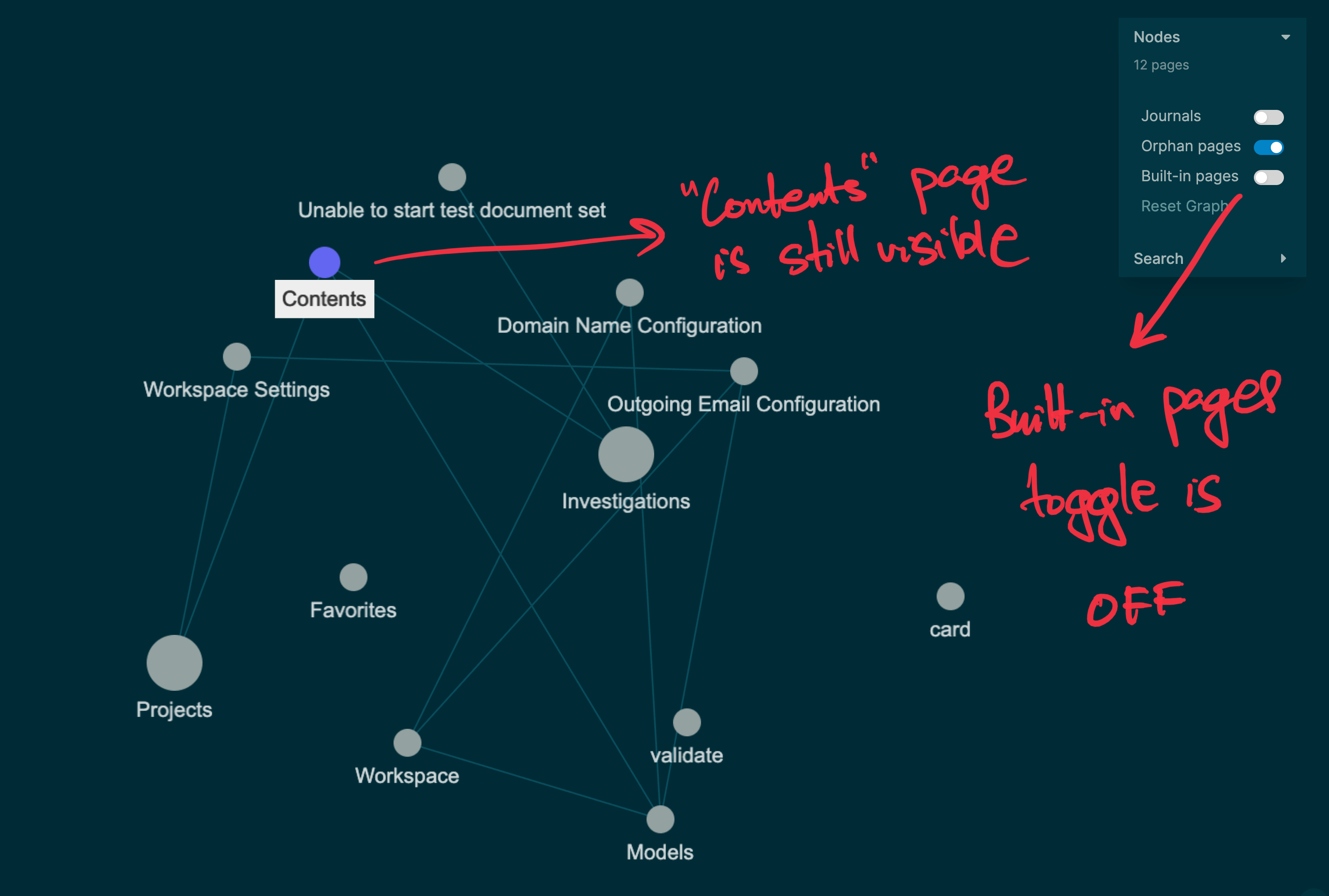 "Contents" is not considered a "Built-in page" for Graph view · Issue ...