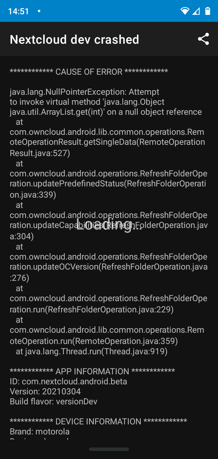 Stuck in "Nextcloud dev crashed" activity · Issue #8127 · nextcloud ...