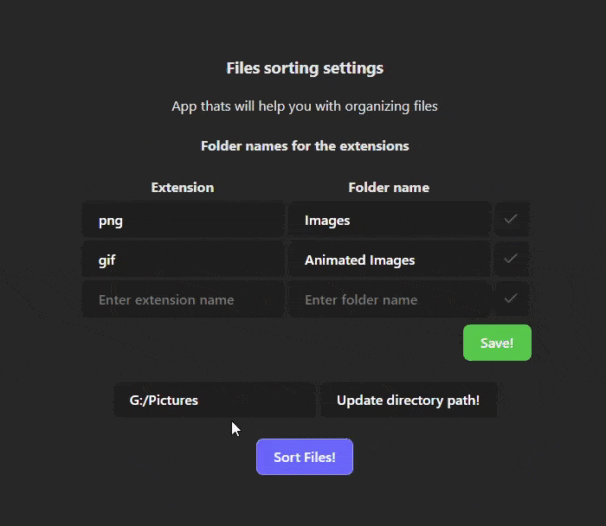 GitHub Simple NodeJS App to organize files by extensions