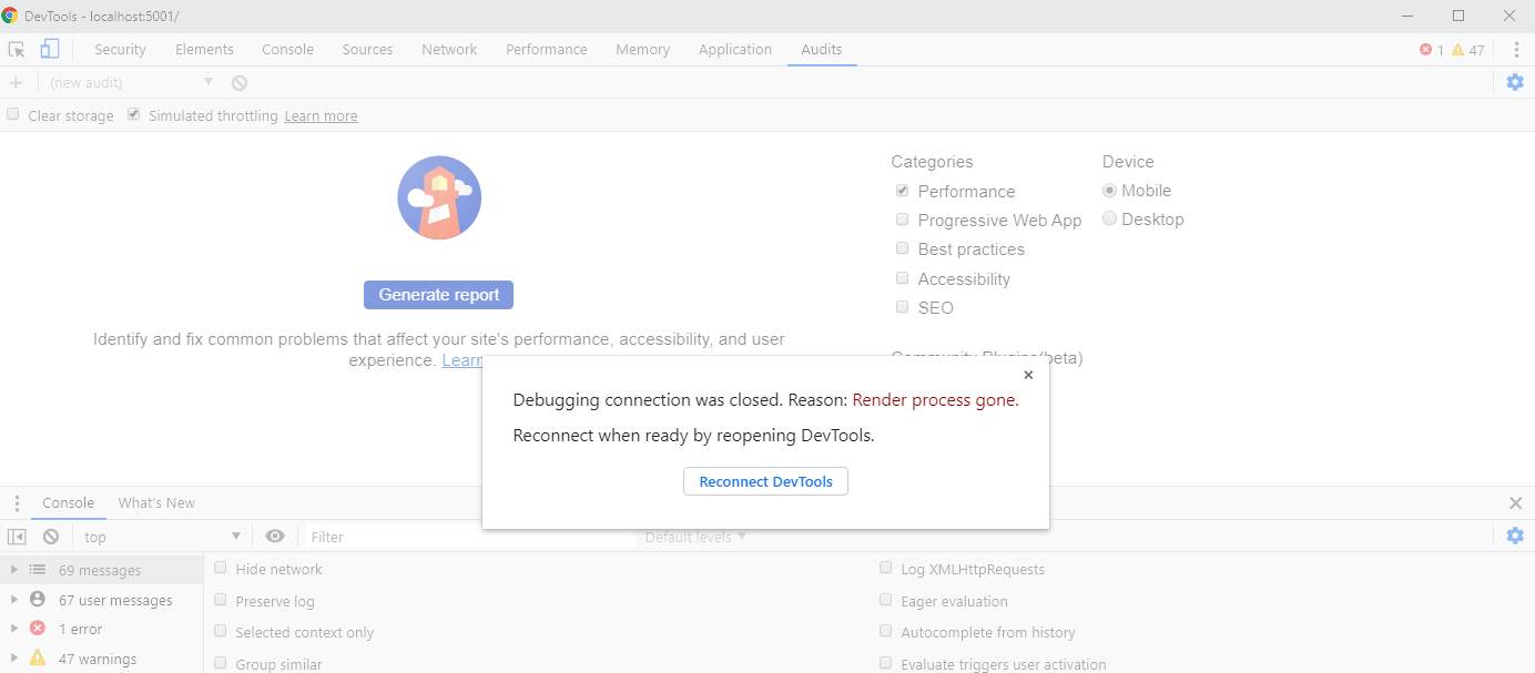 Performance test -> crashes the debug tools? · Issue #10777 ...