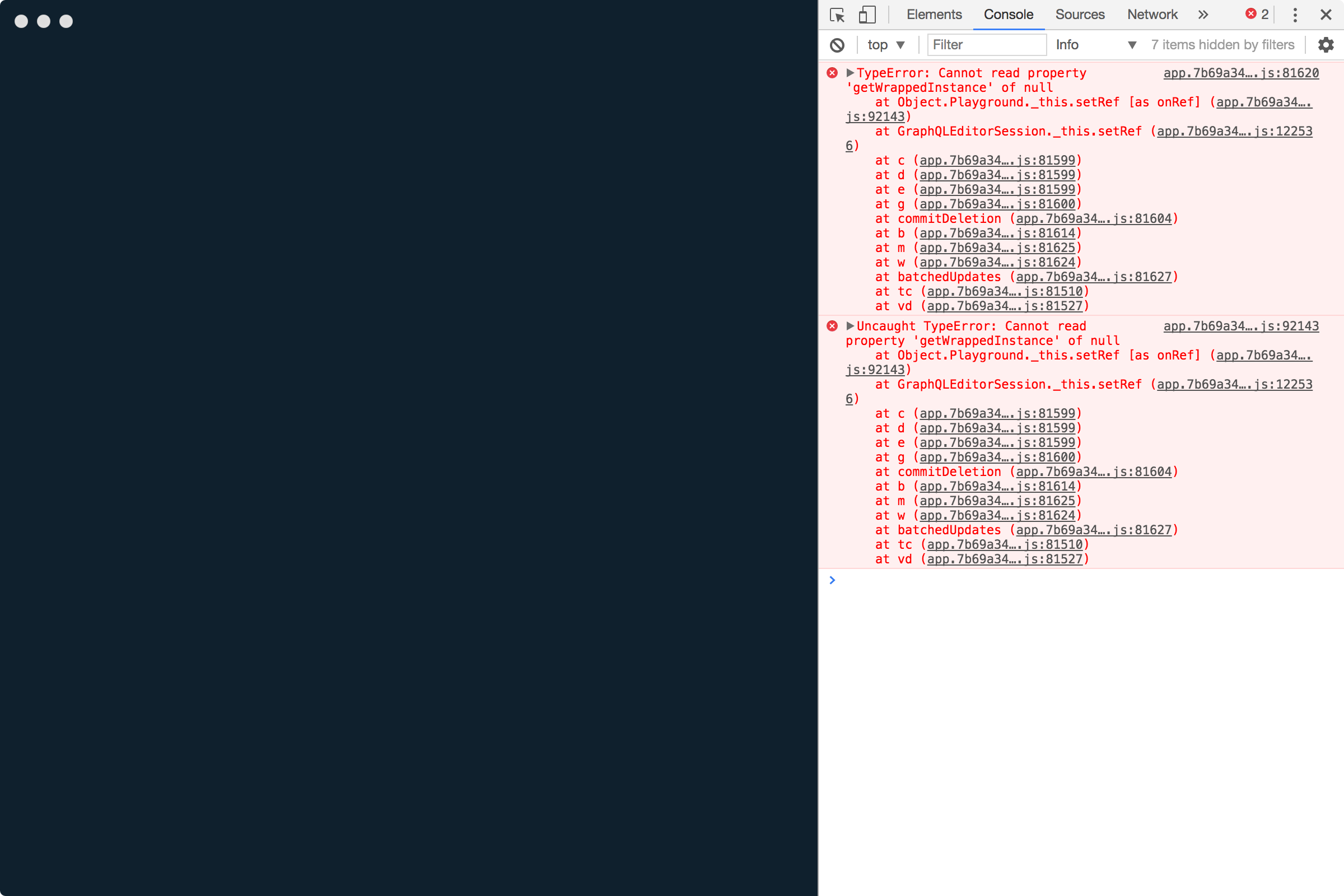 graphcool playground error