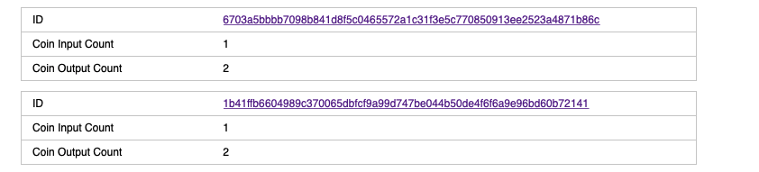 error shows when converting coin outputs not always marked as spent in a multi-transaction block ...