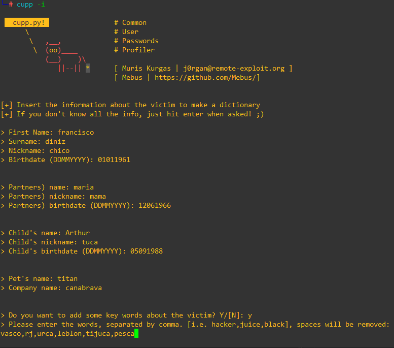 GitHub joaomauricioalves/cupp_wordlist Como criar uma wordlist