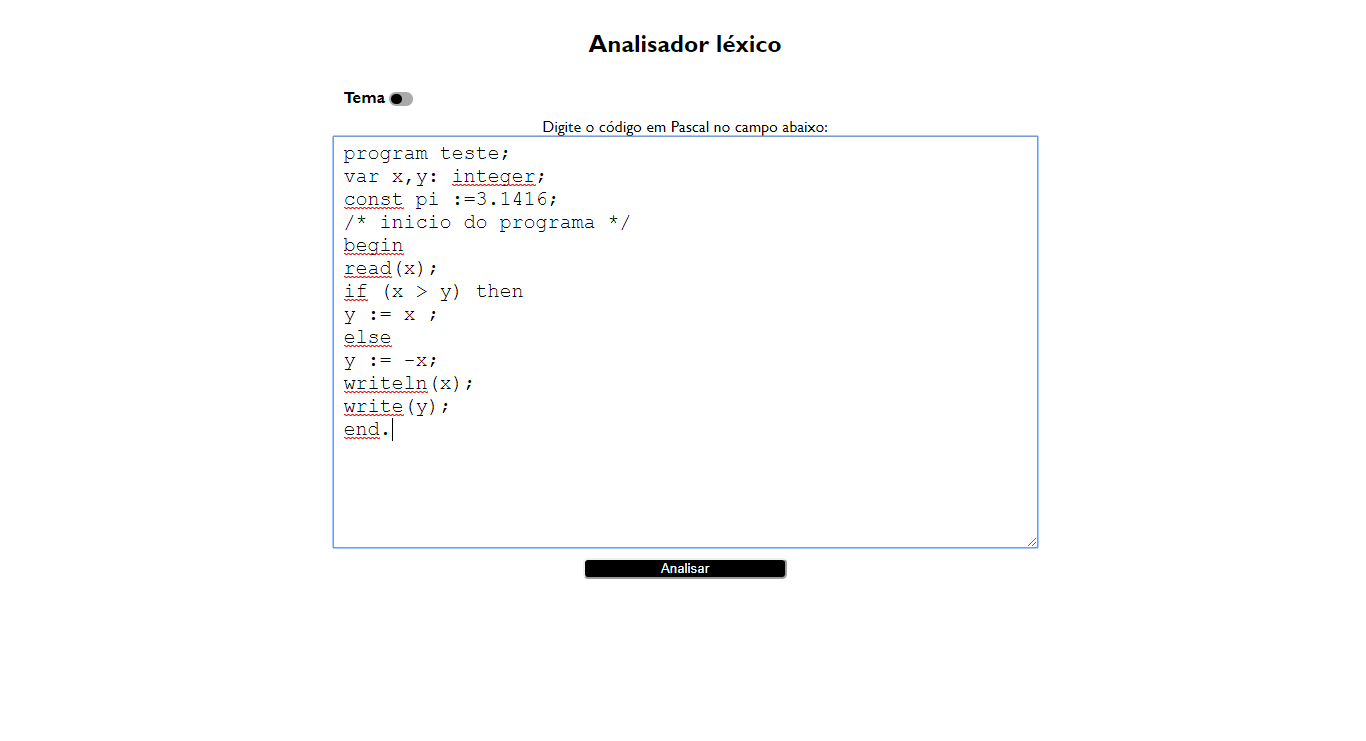 GitHub - ricardorodriguespes17/analisador-lexico: Aplicação para ...