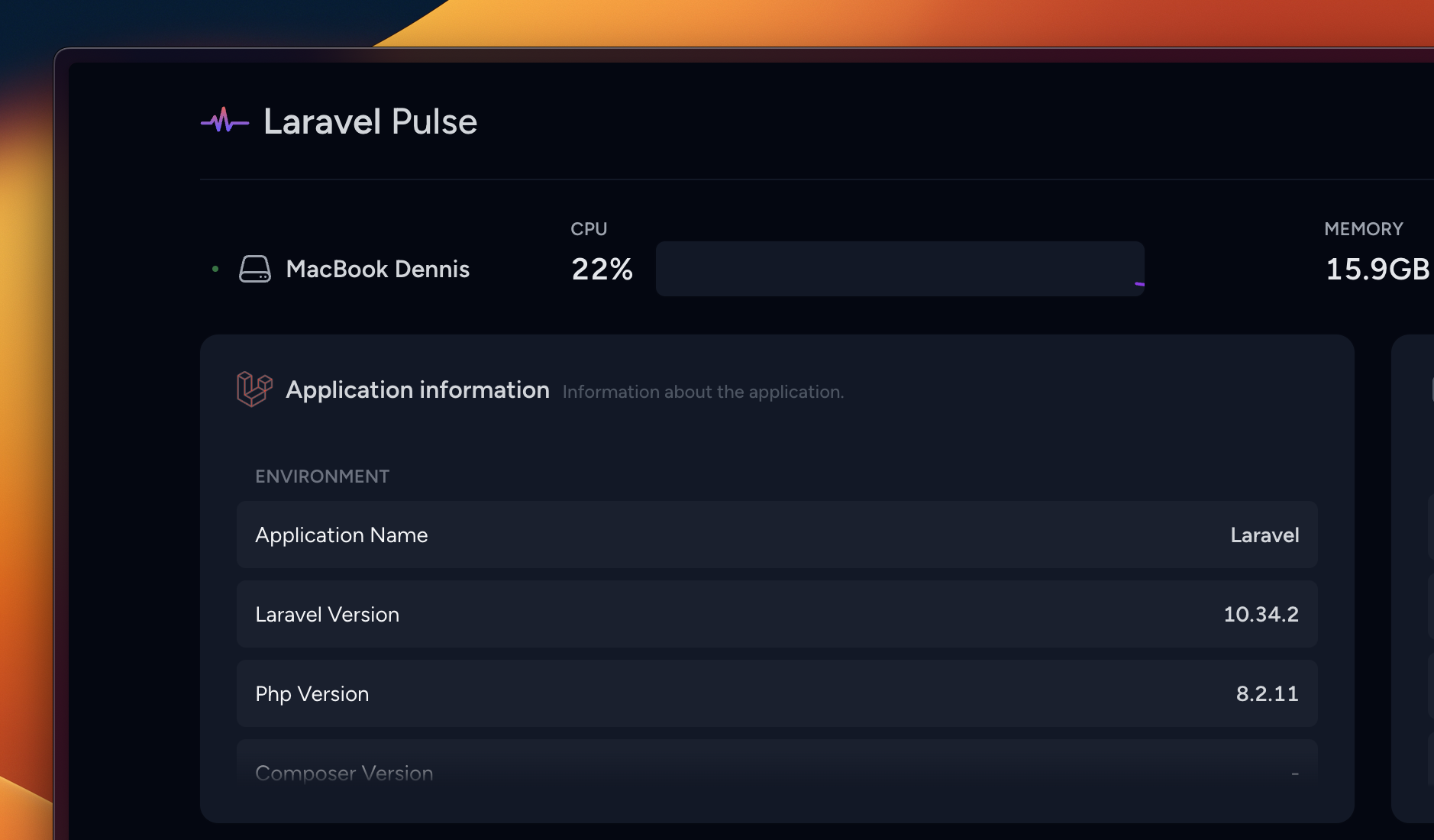 Laravel-Pulse-Applicaiton-Information-Card
