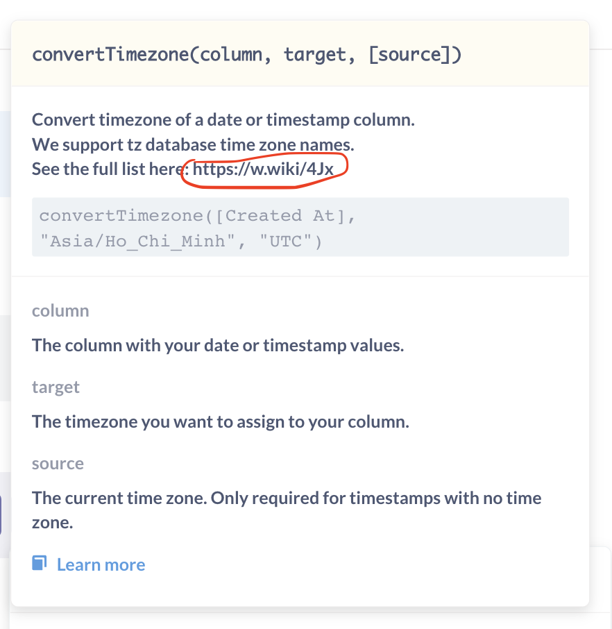 convertTimezone time zone list link can't be clicked or selected