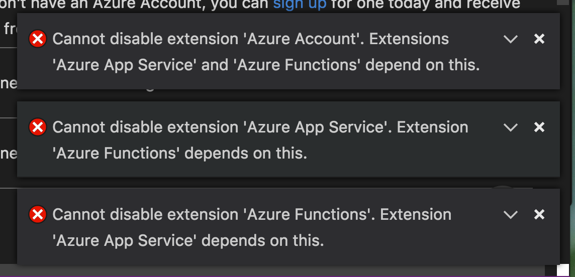 Unable to disable Azure extensions. · Issue 63 · microsoft/vscode