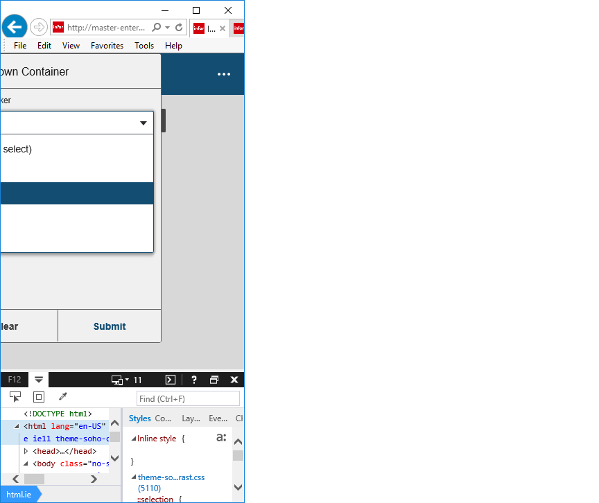 dropdown popdown list box