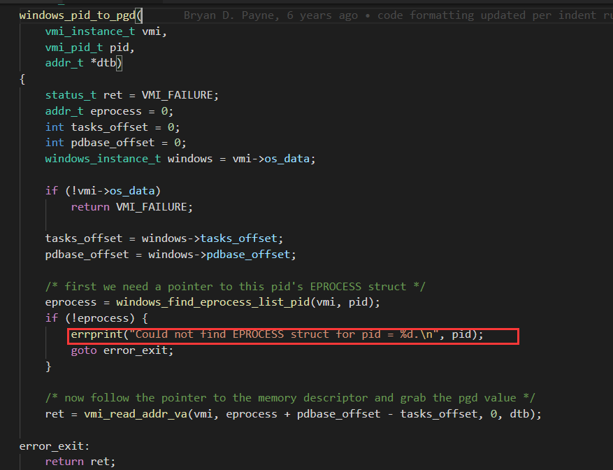 Sometimes it occur "Could not find EPROCESS struct for pid",why ...