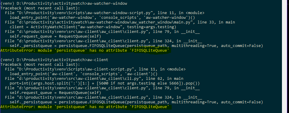 Unable to run aw-client/afk/window on Windows · Issue #402 ...