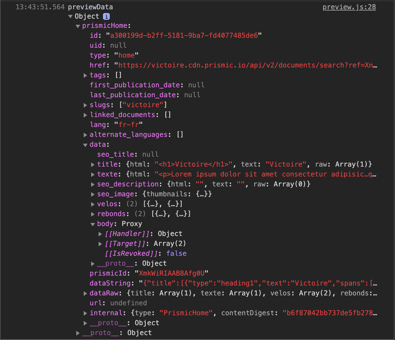 V3.0.0-beta.26 has previewData linked documents as Proxy array empty ...