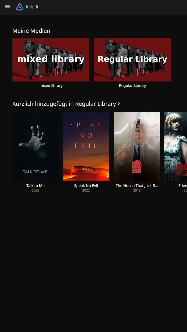 "Recently Added" not showing up for mixed library on jellyfinweb