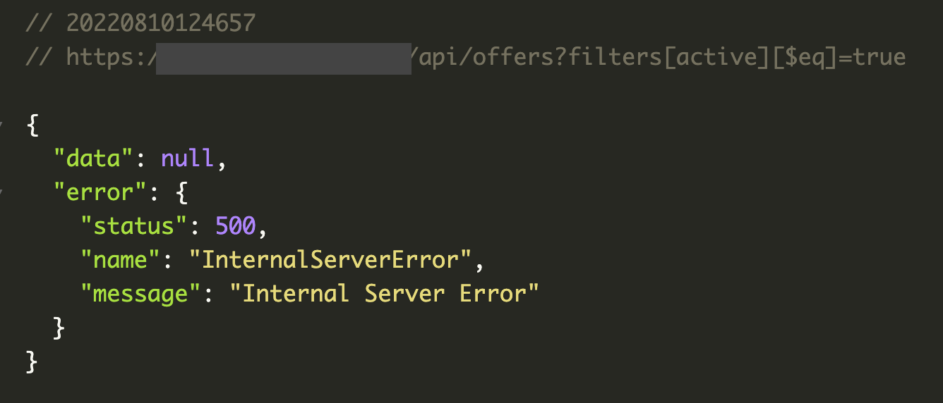 Internal Server Error 500 returned when filtering with a field that ...