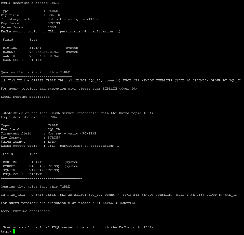 ksql cli No response to select query on a table created on stream