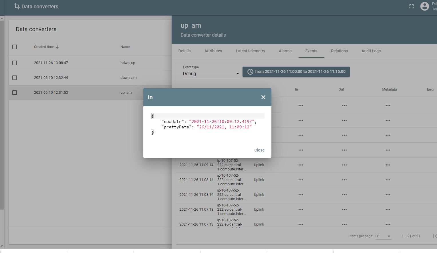 [Bug] After Upgrade to TB 3.3.2 PE, Debug of Data Converter "In" show ...