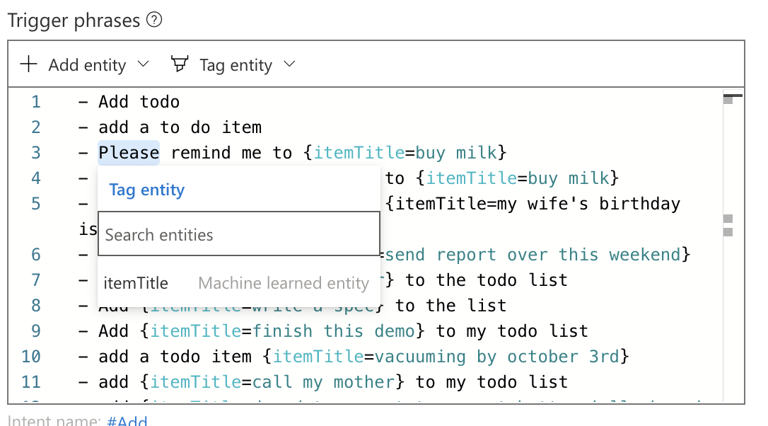 Contextual menu for labeling entities sits on top of Web Chat pane ...