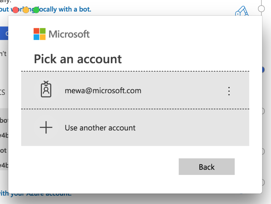 Emulator Azure sign in does not let me sign in under a new tenant