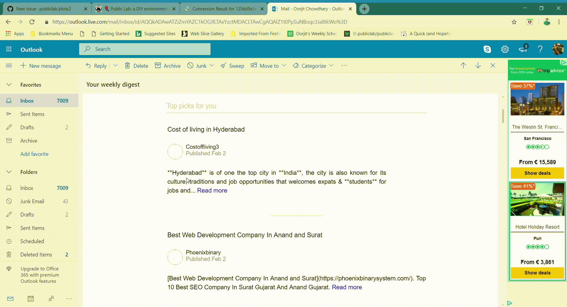 spam in email digest