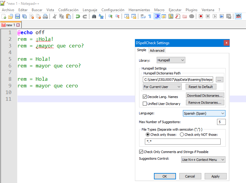 More intuitive Spell Check for Spanish language with characters "¡" and