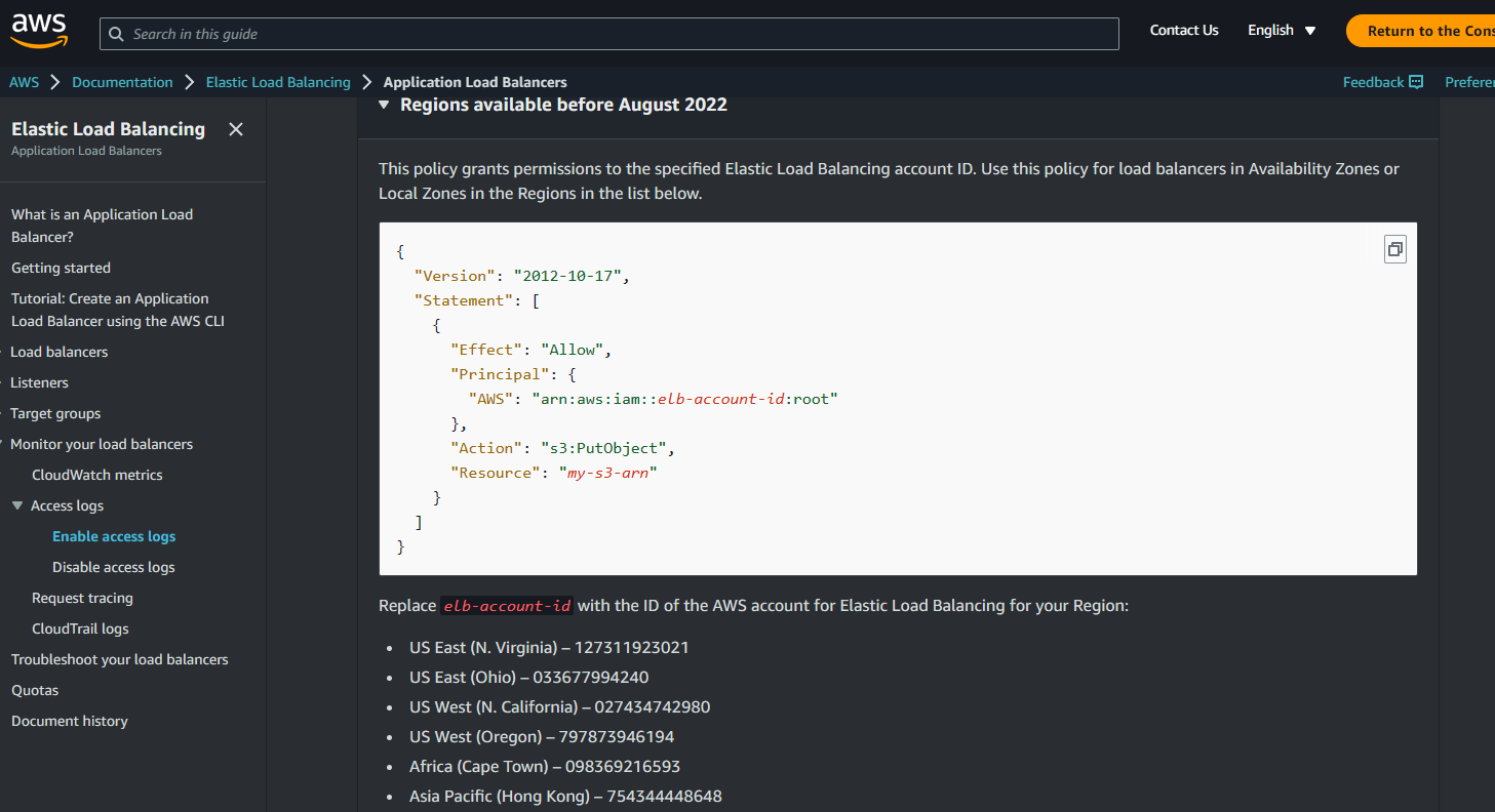 InvalidConfigurationRequest Access Denied for bucket Please check