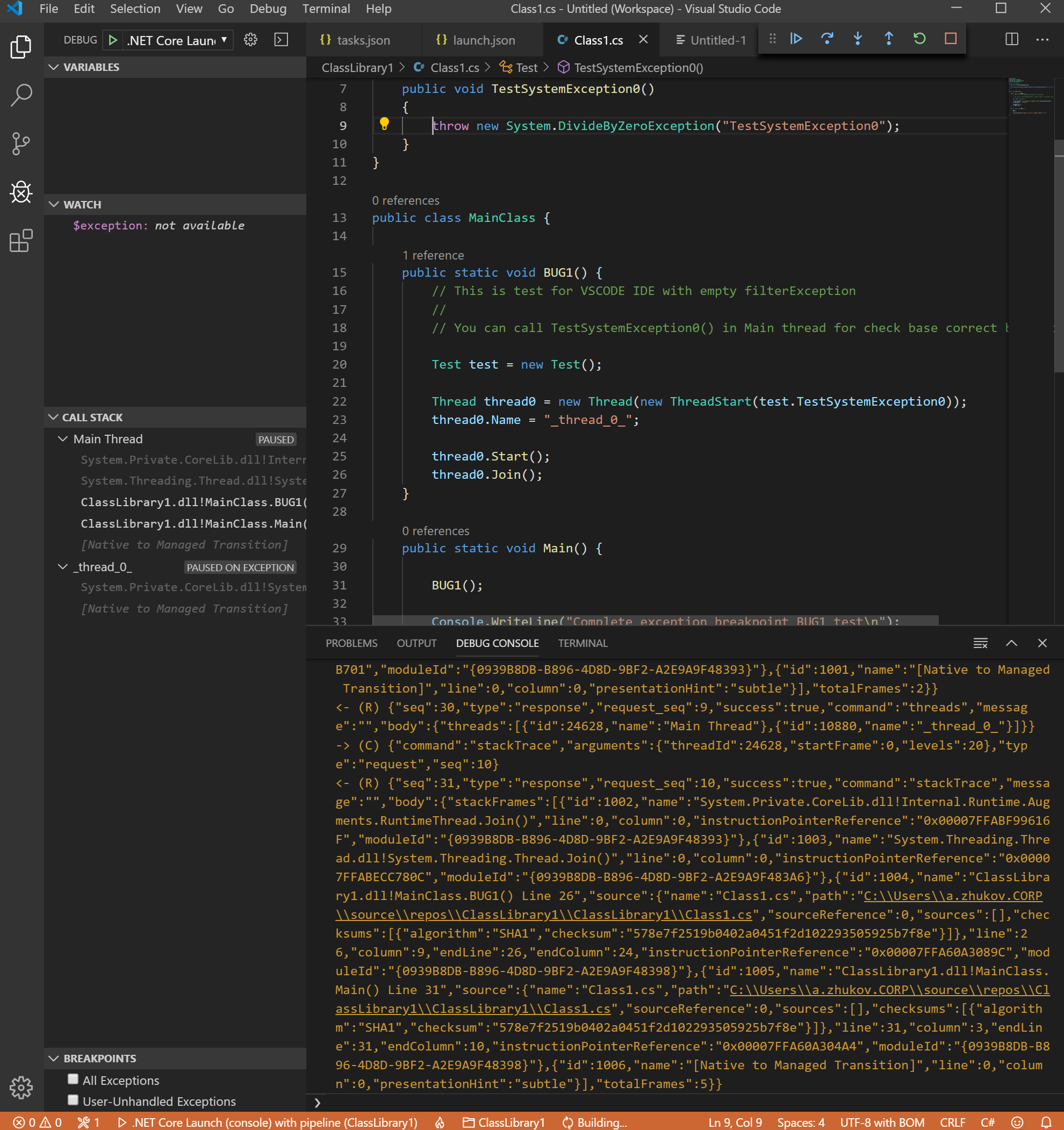 Lost exception breakpoints for multi thread managed code. · Issue #3369 ...