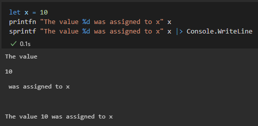 F#'s printfn adds newlines around format specifiers in VSCode extension ...
