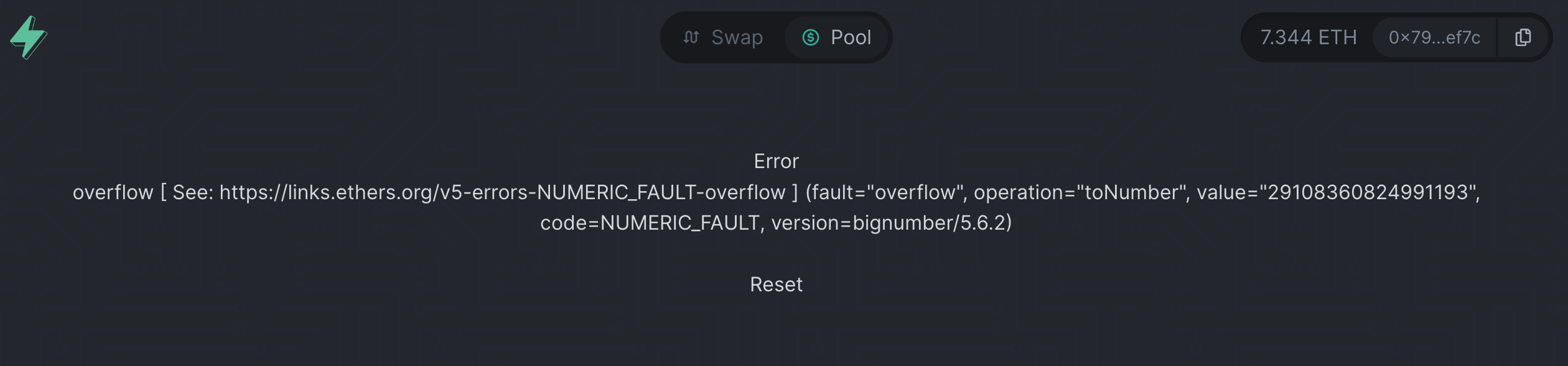 BigNumber overflow on pool page · Issue #369 · FuelLabs/swayswap · GitHub