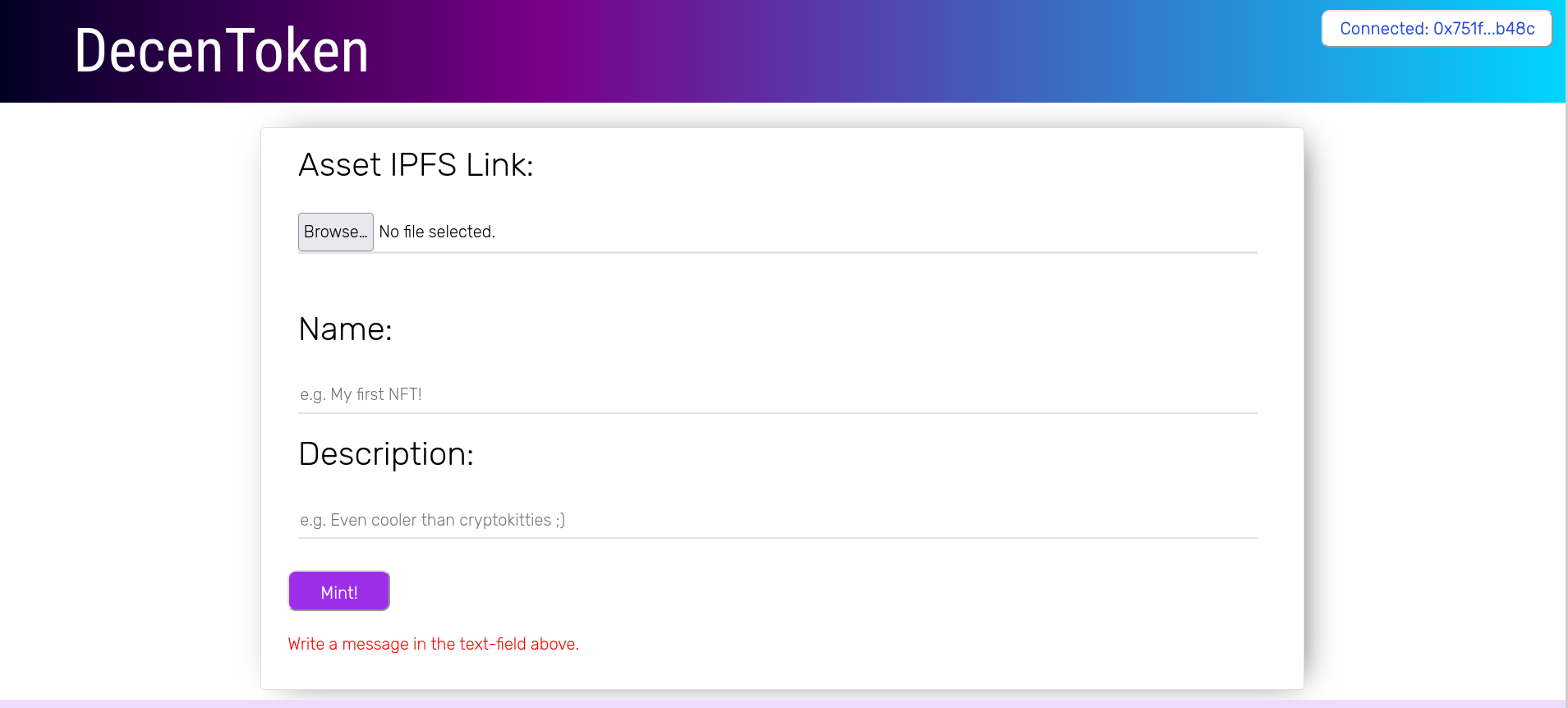 GitHub - kiranraaj19/decentoken: A web app that lets you seamlessly ...