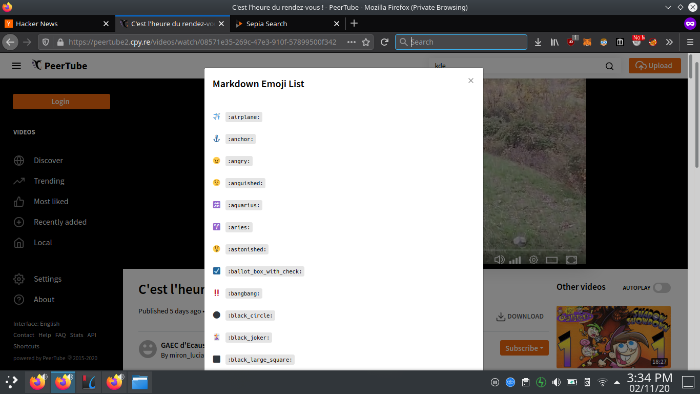 markdown emoji list one long list · Issue 3245 · Chocobozzz/PeerTube