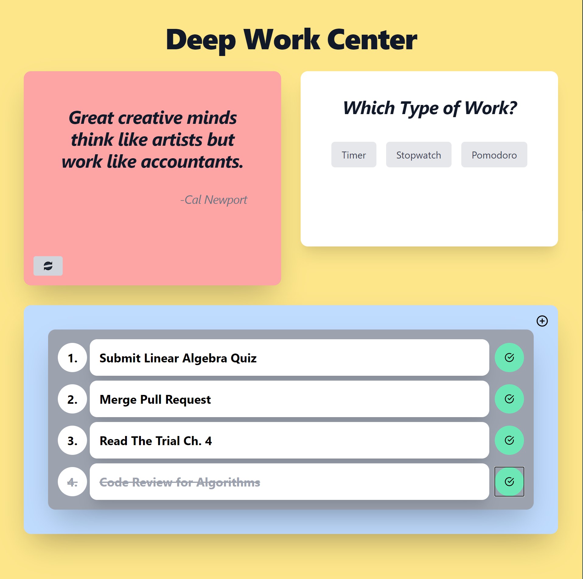 GitHub - dylansapienza/deep-work-center: A Place To Help You Get Work Done