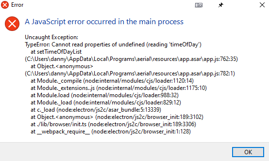 Javascript error on app open · Issue #108 · OrangeJedi/Aerial · GitHub
