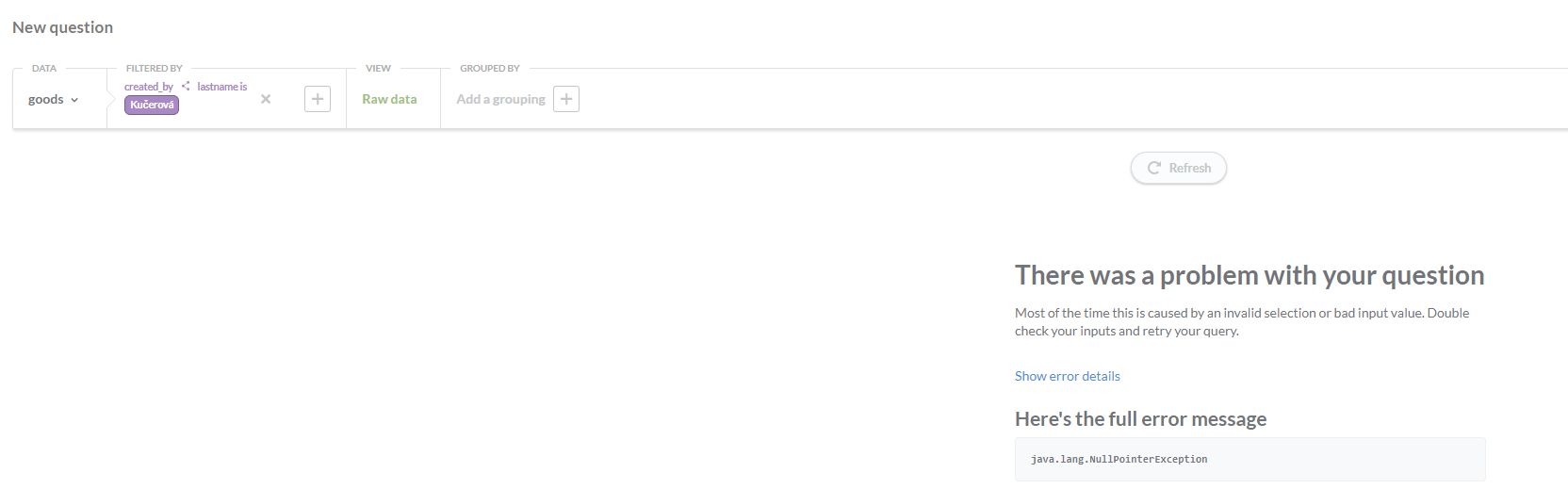 Java NullPointerException when using custom query · Issue 8302