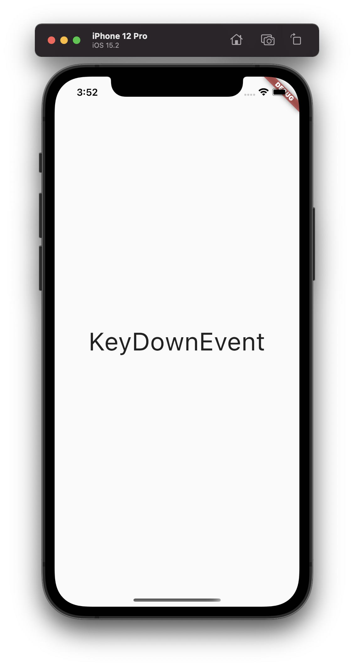 iPhone 12 Pro showing KeyDownEvent text
