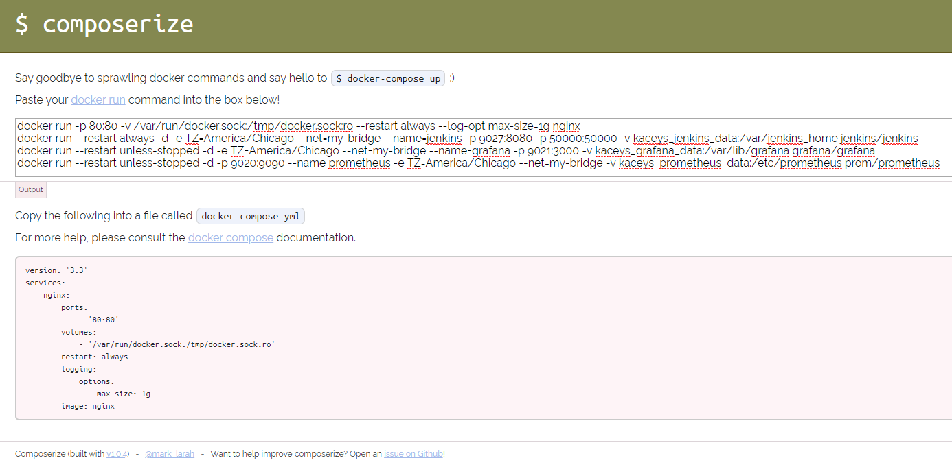 Enhancement: Add Multiple run commands · Issue #138 · magicmark/composerize  · GitHub