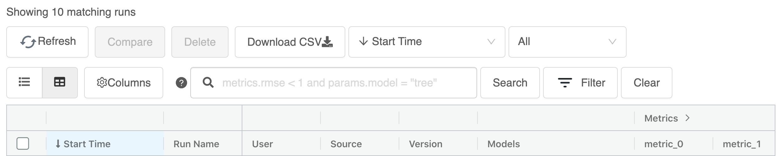 [FR] Display default column sorting order in runs table in experiment ...