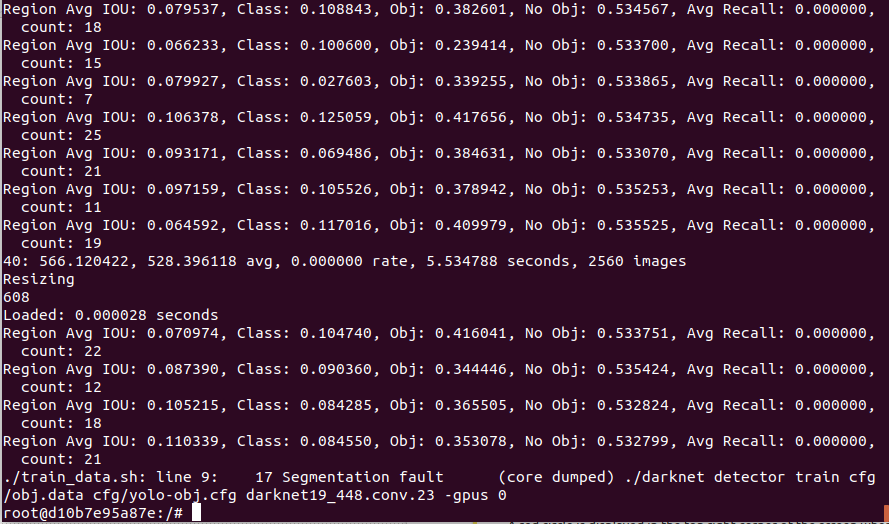 Segmentation Fault (Core dumped) while training in YoloV2 · Issue #2159 ...