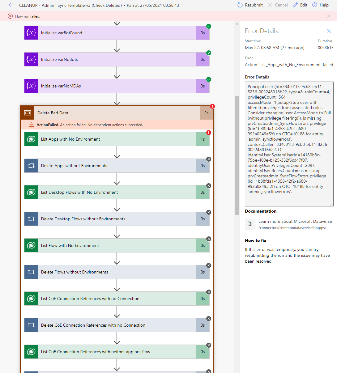 [BUG]: CLEANUP - Admin | Sync Template v3 (Check Deleted) Failing ...