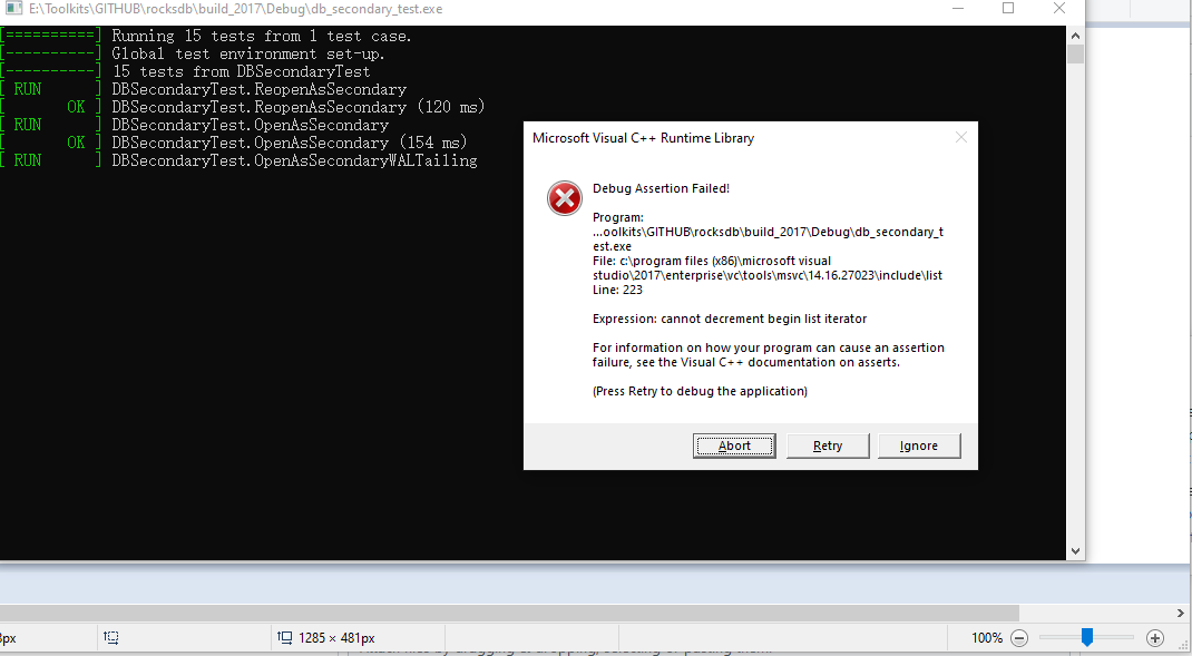 OpenAsSecondaryWALTailing in rocksdb_db_secondary_test Failed · Issue ...