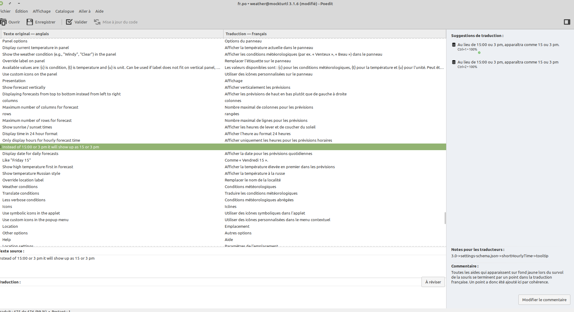 weather@mockturtl: unuseful line in .po and .pot files · Issue #4096 ·  linuxmint/cinnamon-spices-applets, image size:1908x1037