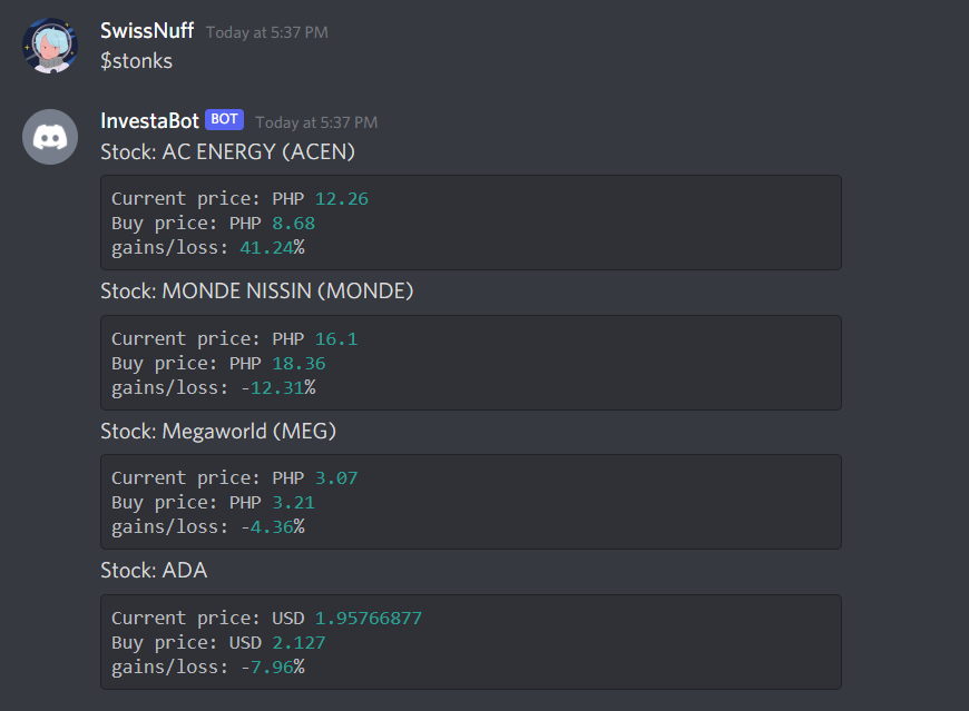 GitHub SwissNuff/InvestaBot Discord bot that reminds the client the