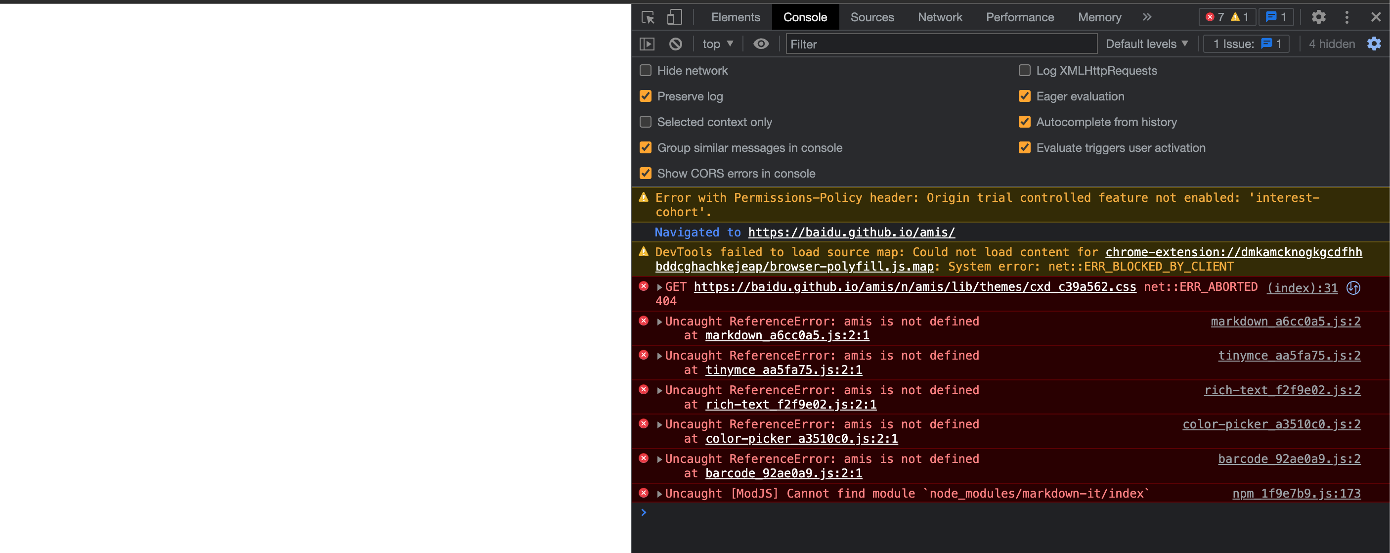 amis文档（国外）打不开，页面报错 · Issue #4529 · baidu/amis · GitHub