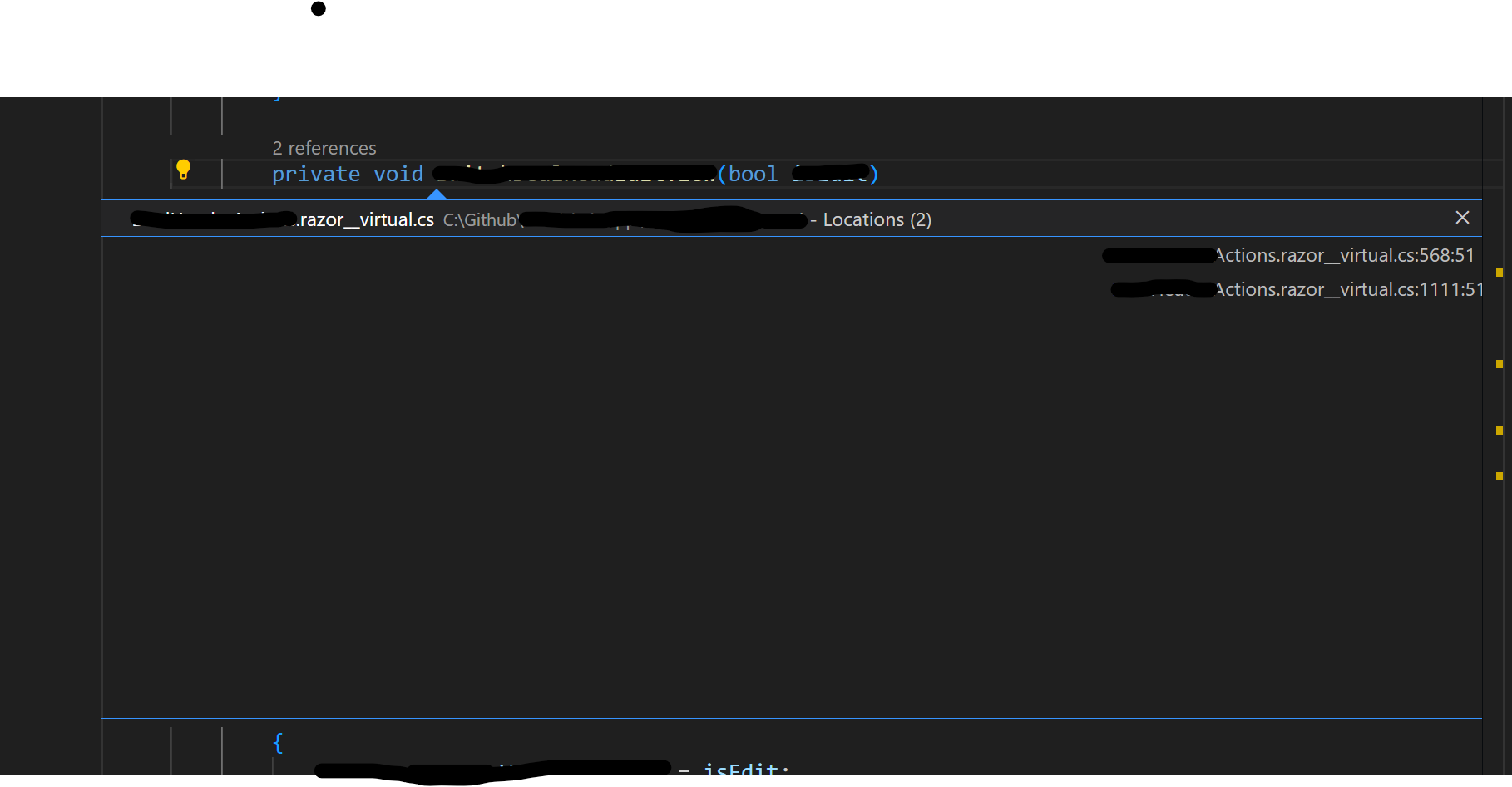 Find All References Showing razor__virtual.cs instead of actual