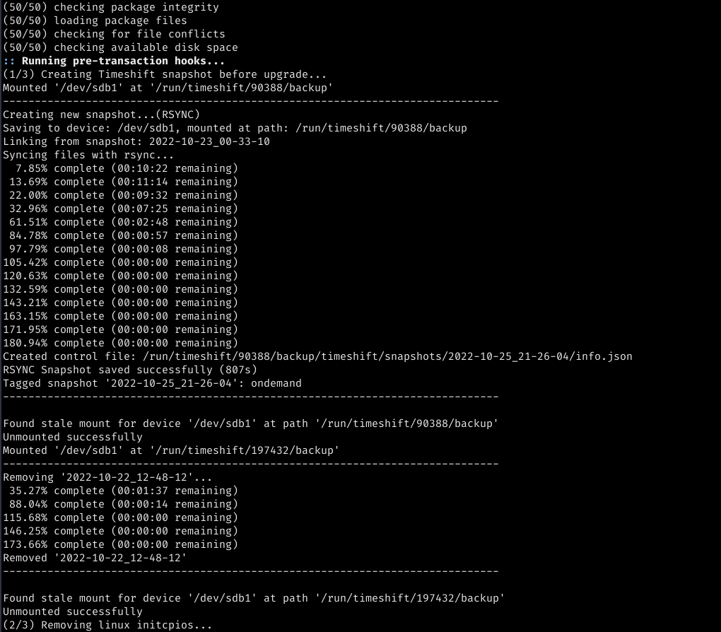 RSync snapshot creation exceeds 100 · Issue 82 · linuxmint/timeshift